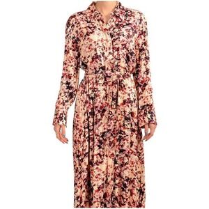 Boss Women's Shirt Dress 14 Davivio TIe Belt Long Sleeve Floral Midi NWT‎